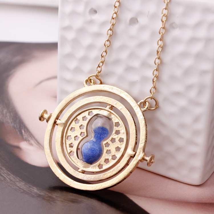 Harry potter time collar necklace turner hourglass Harry Potter Necklace Hermione Granger Rotating Spins