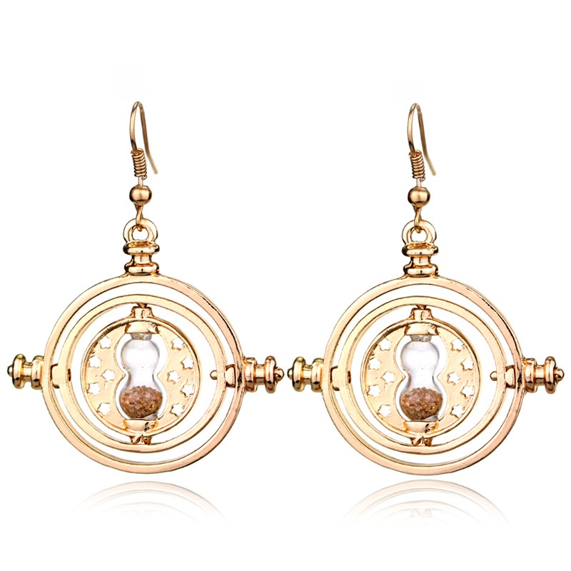 Harry Potter Drop Earrings Gold Plating Time Turner Design Hourglass/