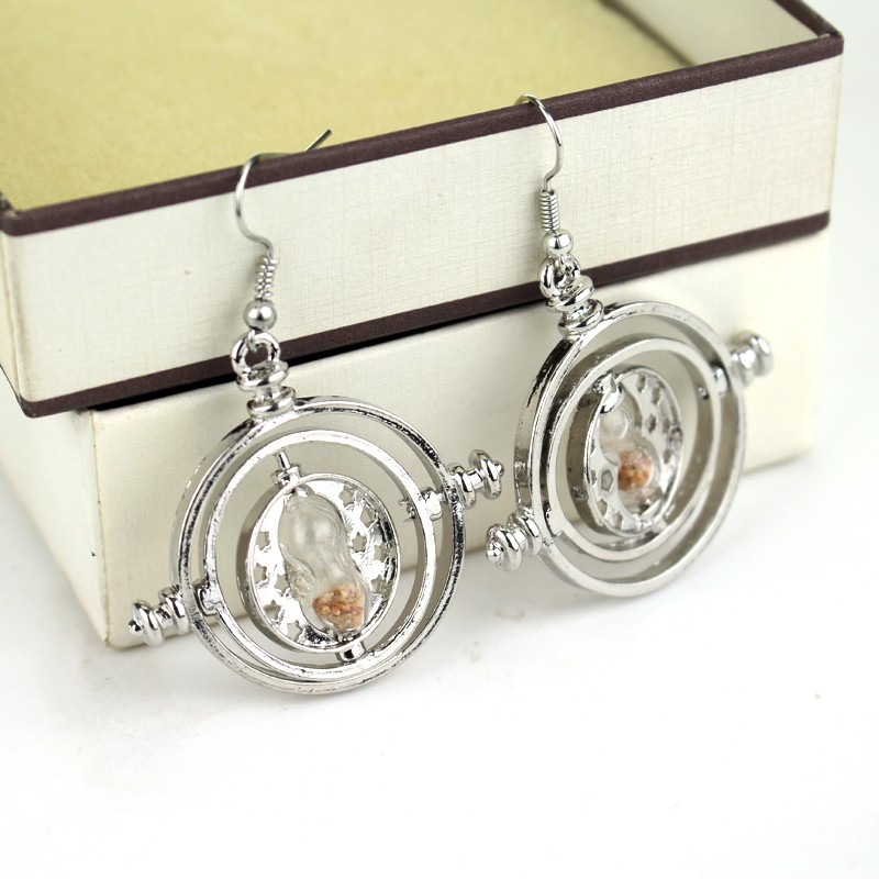 Harry Potter Drop Earrings Silver Plating Time Turner Design Hourglass/