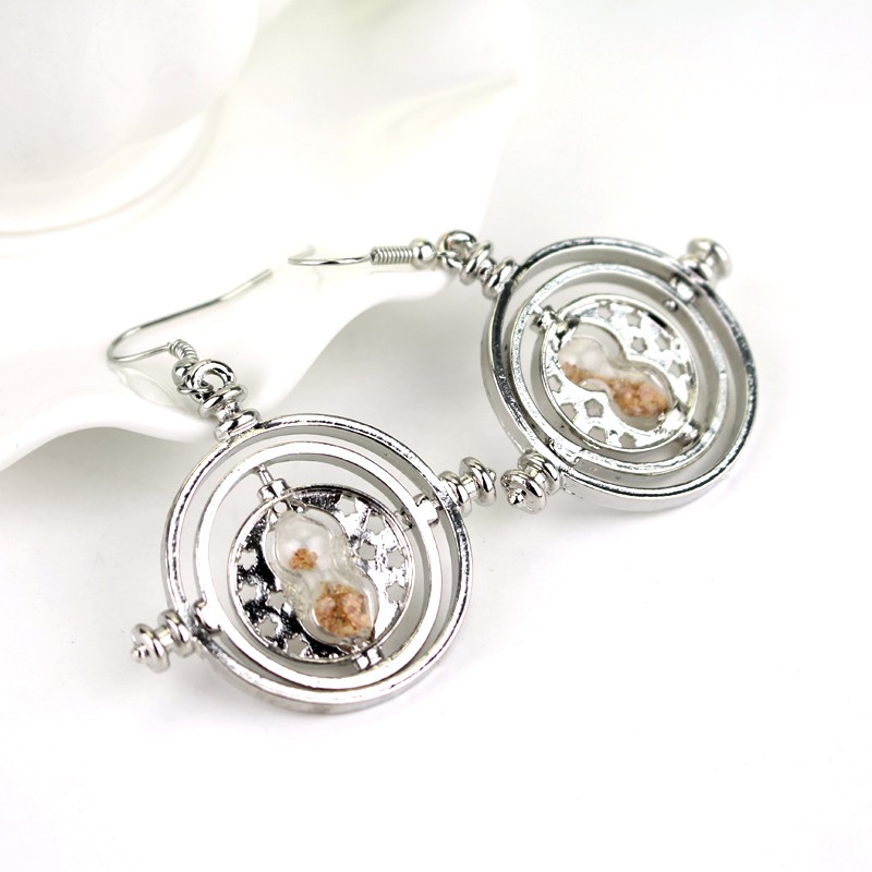 Harry Potter Drop Earrings Silver Plating Time Turner Design Hourglass