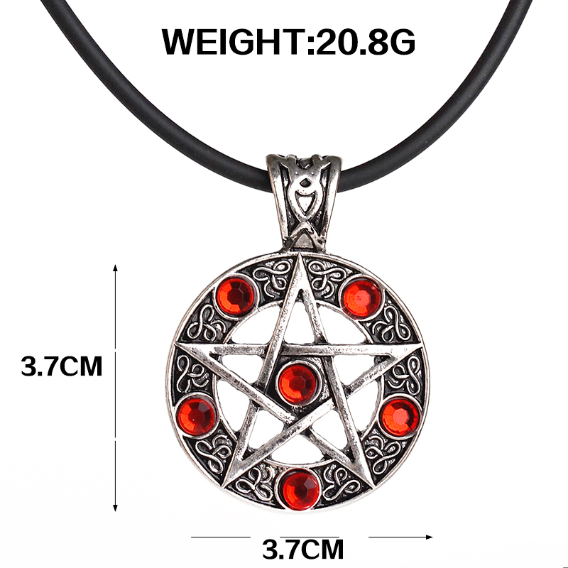 Supernatural Pentagram Pendant Necklace Wicca Pagan Gothic Pentagram Pentacle Star Crystal Pendant Five Pointed Star For Men