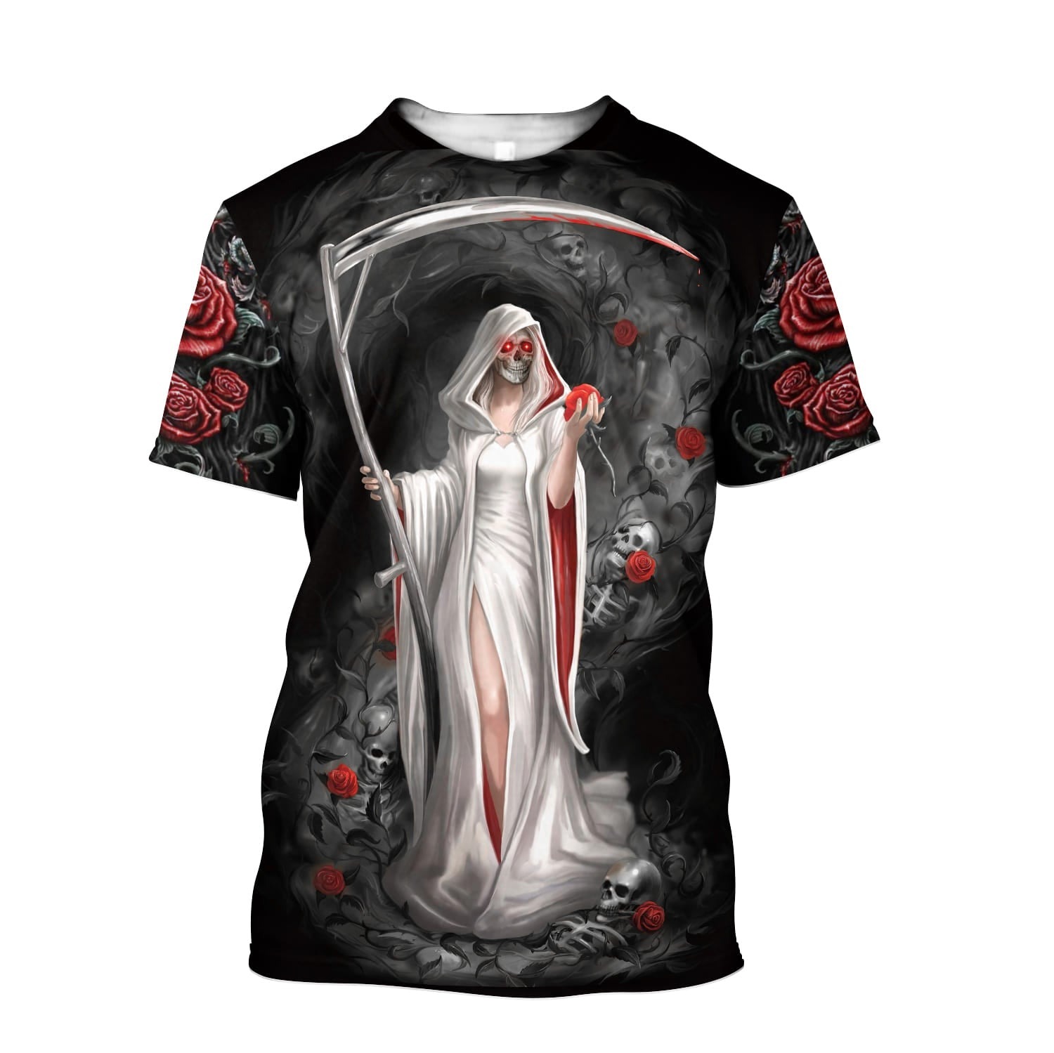 Grim Reaper Girl Roses T shirt