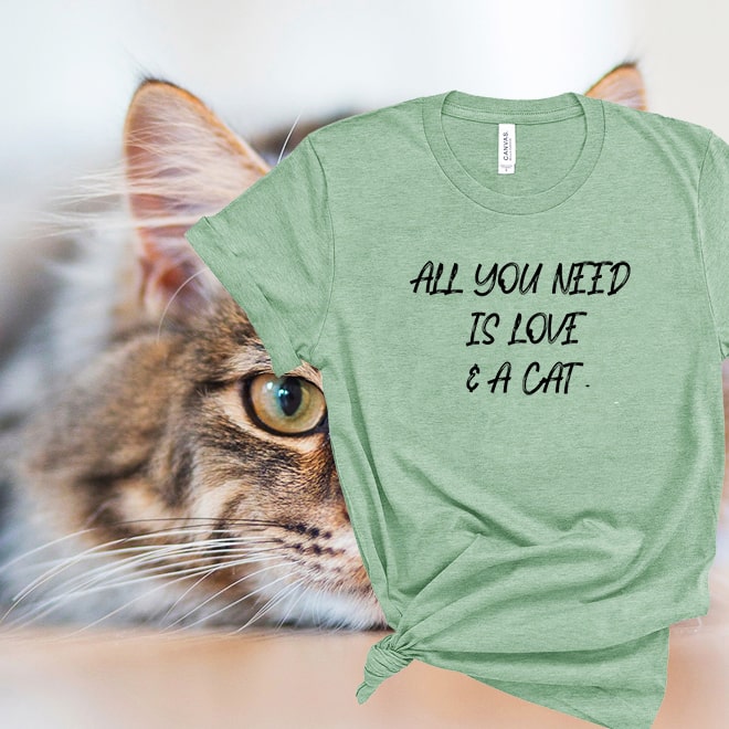 All you need is love and Cat Tshirt,graphic tee for women,shirt for teen/