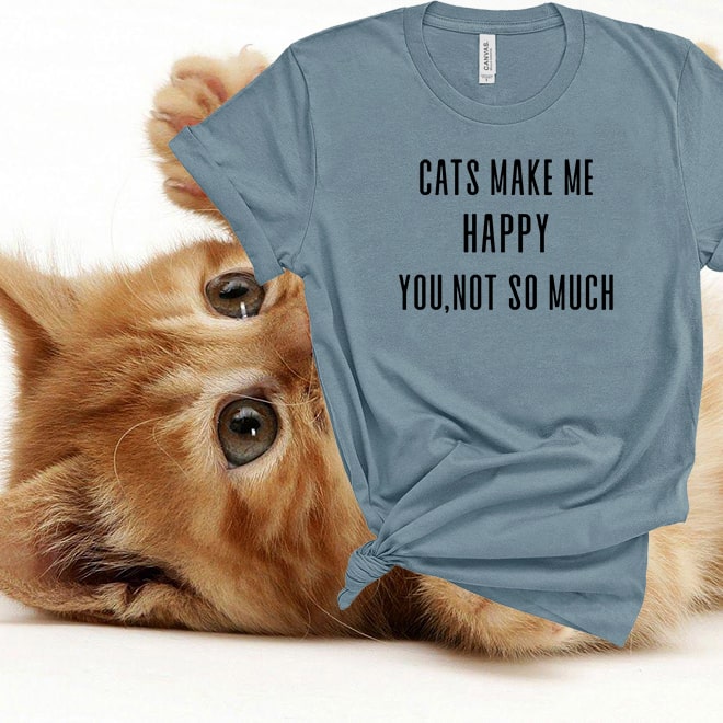 Cats make me happy tshirt, funny saying womens shirt graphic cat lover shirts/