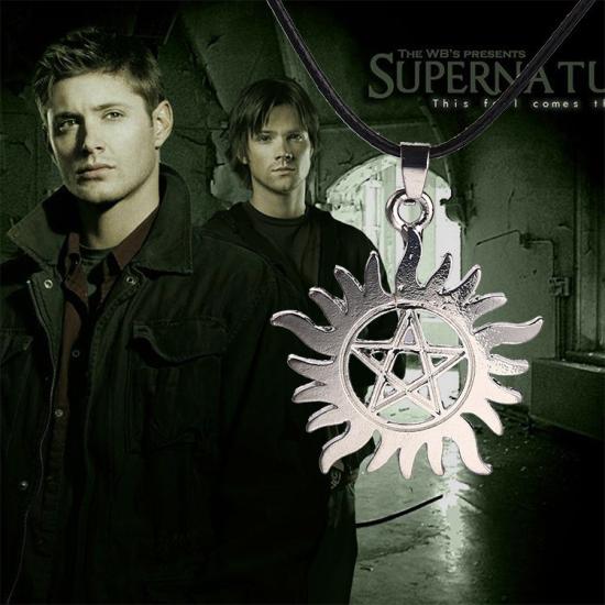 Silver Supernatural necklace Dean pentagram Sun Star pendant necklace/