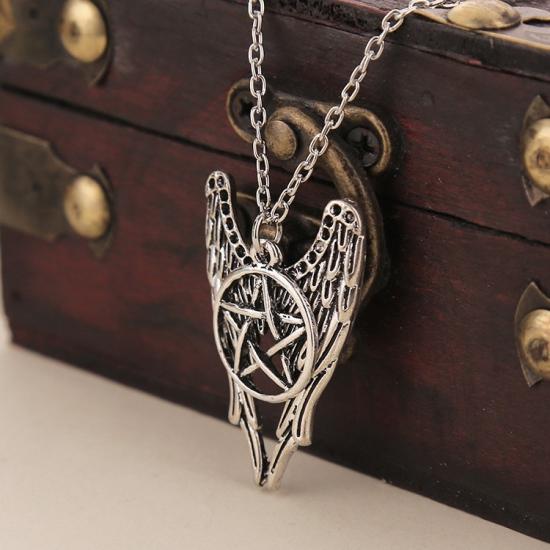 Supernatural Geometry Star Wings Ward Evil Amulet Pentagram Pendant Necklace