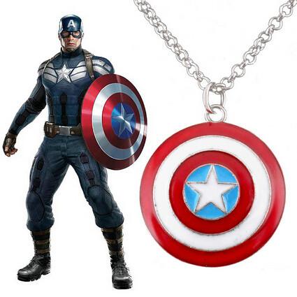 Captain America necklace superhero vintage shield necklace/