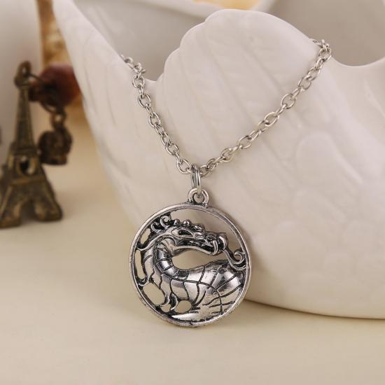 Silver mortal kombat game logo necklace dragon movie jewelry pendant necklace
