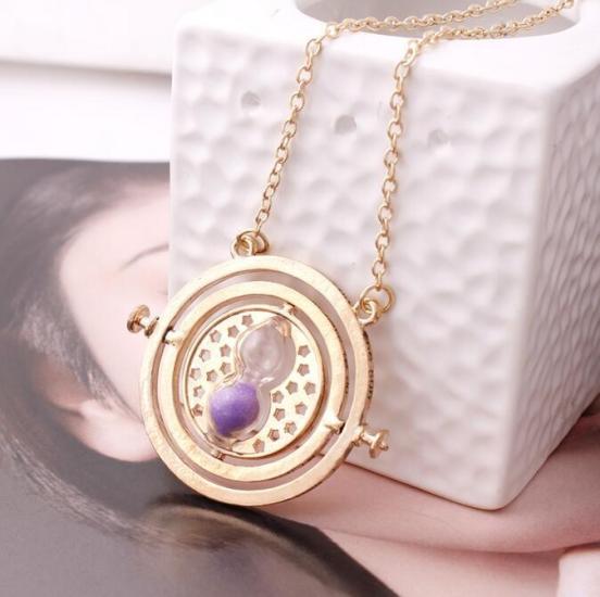 Harry potter time collar necklace turner hourglass Harry Potter Necklace Hermione Granger Rotating Spins/