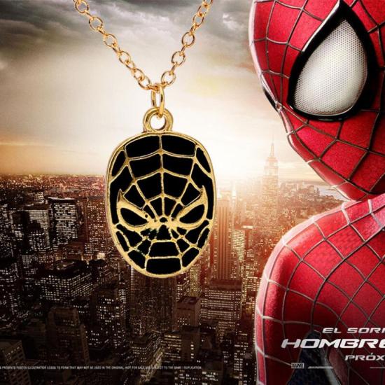 Spiderman mask gold mask necklace