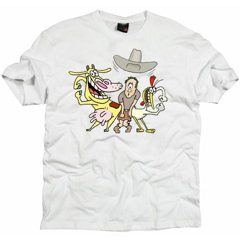 Cow and Chicken Retro Cartoon T shirt /