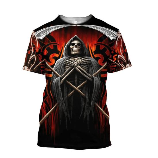 Death Note Fire Grim Reaper Skull  T shirt/