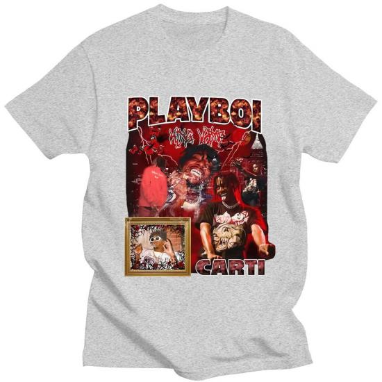 Playboi Carti,Rapper,Hip Hop Graphic,Gray Tshirt