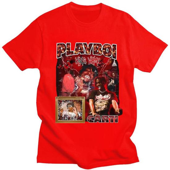 Playboi Carti,Rapper,Hip Hop Graphic,Red Tshirt