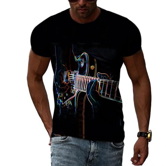 Neon Lines of Guitar Tshirt/