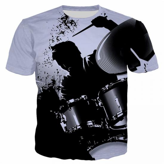 Crazy Gray Drummer Music Tshirt