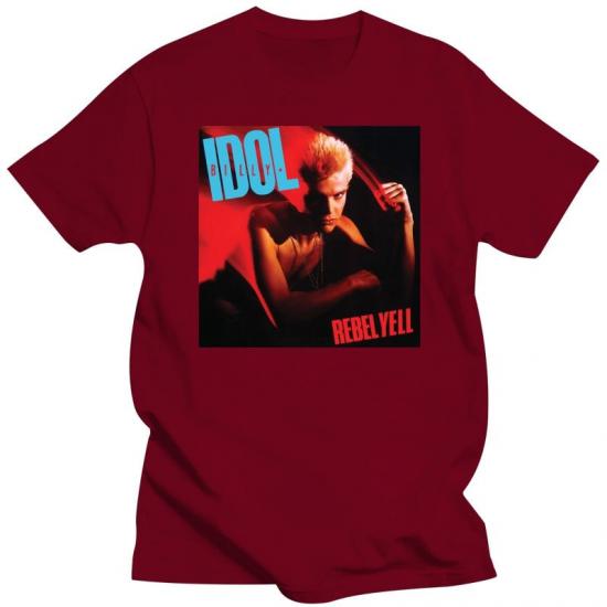 Billy Idol,Punk Rock,Hard Rock,Glam Rock,Eyes Without a Face,red Tshirt/