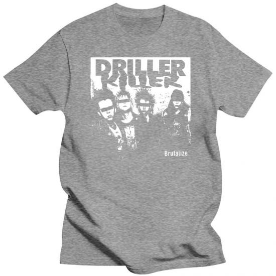 Driller Killer Band,Crust Punk,Death Metal,Brutalize,Gray Tshirt/