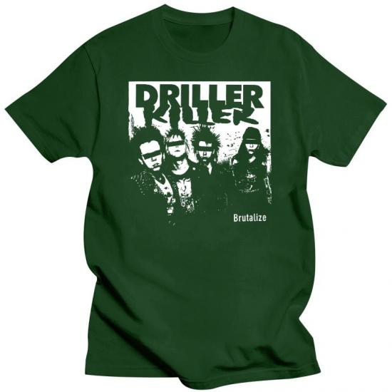 Driller Killer Band,Crust Punk,Death Metal,Brutalize,Green Tshirt/