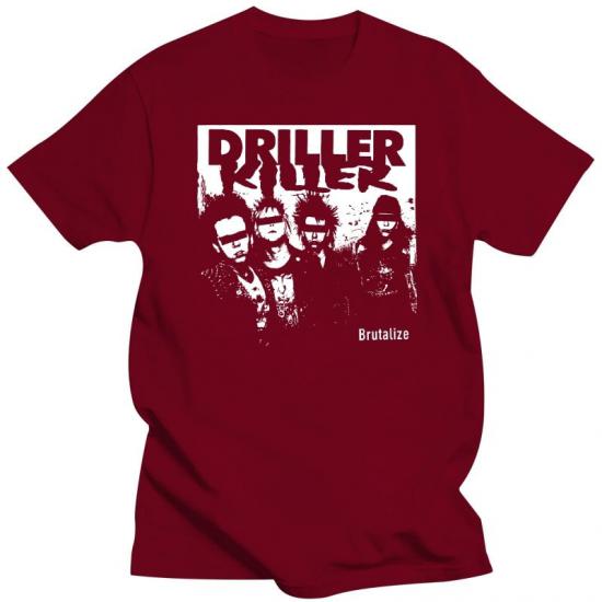 Driller Killer Band,Crust Punk,Death Metal,Brutalize,Red Tshirt/