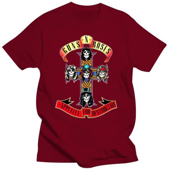 Guns n Roses,Skeleton Cross,Red Tshirt/