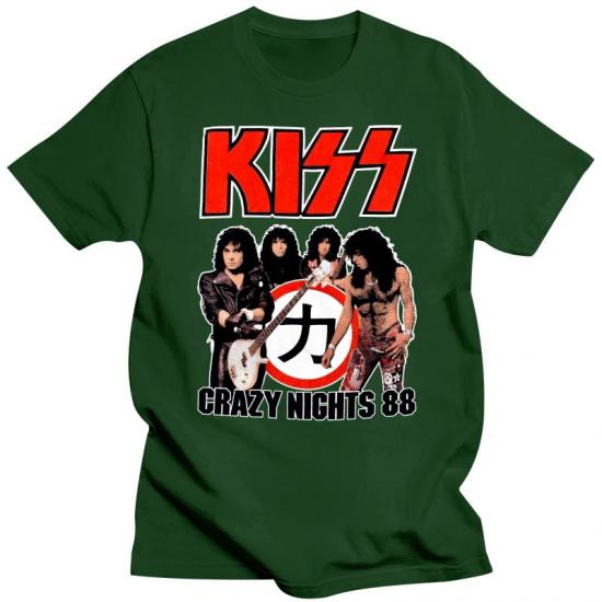 Kiss,Hard rock, Heavy Metal,Creatures of the Night,green Tshirt