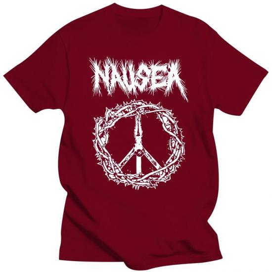 Nausea,Crust Punk Band,red Tshirt/