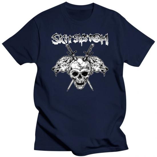 Skit System,Crust Punk,Death Metal,blue Tshirt/