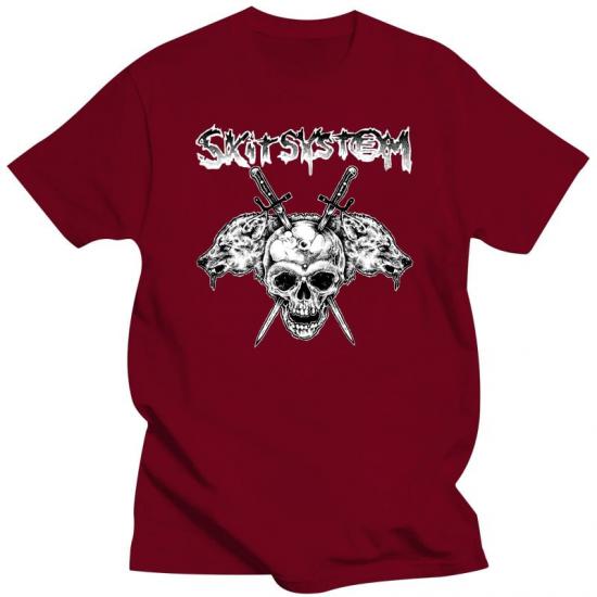 Skit System,Crust Punk,Death Metal,red Tshirt