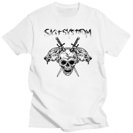 Skit System,Crust Punk,Death Metal,white Tshirt/