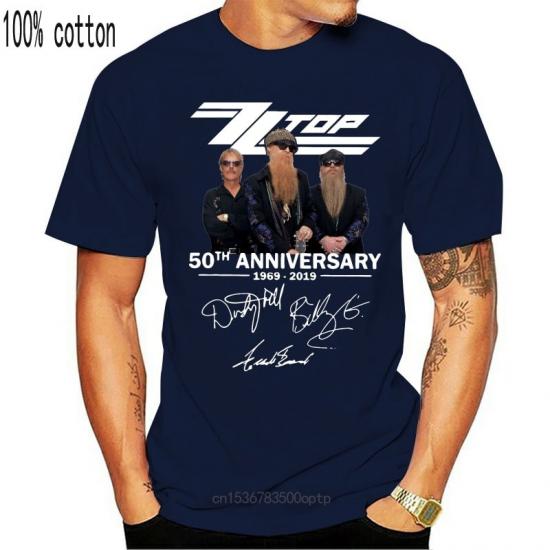 ZZ Top Band, Blues Rock,Hard Rock,50 years anniversary,blue Tshirt