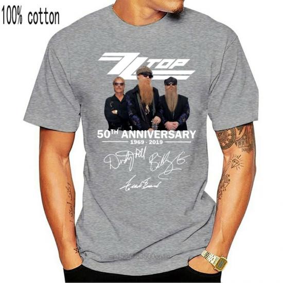 ZZ Top Band, Blues Rock,Hard Rock,50 years anniversary,gray Tshirt