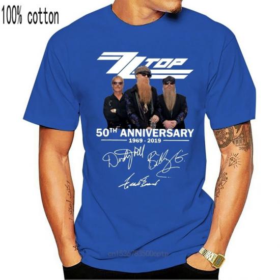 ZZ Top Band, Blues Rock,Hard Rock,50-years-anniversary,Skyblue Tshirt/
