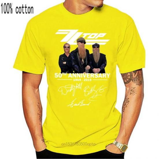 ZZ Top Band, Blues Rock,Hard Rock,50-years-anniversary,yellow Tshirt/