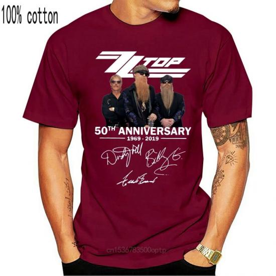 ZZ Top Band, Blues Rock,Hard Rock,50-years-anniversary,red Tshirt
