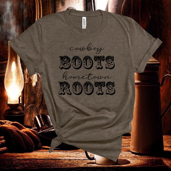 Living the country life in this Cowboy boots and Hometown roots Tshirt
