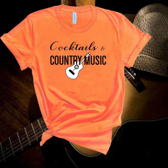 Cocktails and Country Music,Texas ,Nashville Music Tshirt/