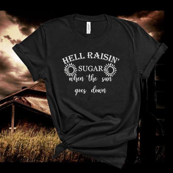 Jason Aldean Tshirt,She’s Country,Hell Raisin Sugar When The Sun Goes Down/