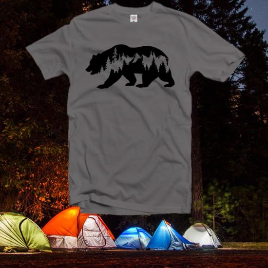 Nature TShirt Bear Shirt Mens Gift ,mens bear t shirt/