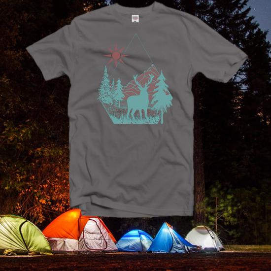 Elk Mountain t shirt Forest,pop art deer,Groomsmen