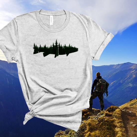 Fish and Forest , Mens Fish T Shirts , Fishing Gift