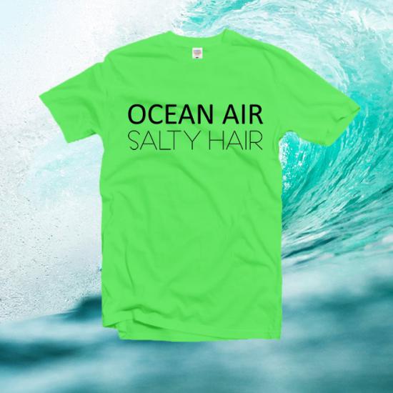 Ocean air salty hair tshirt,women beach shirt with sayings,teenager gift/