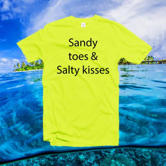 Sandy toes salty kisses tshirt,inspirational tee/