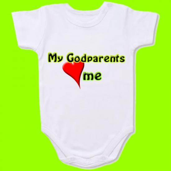 My Godparents love me Baby Bodysuit Slogan onesie