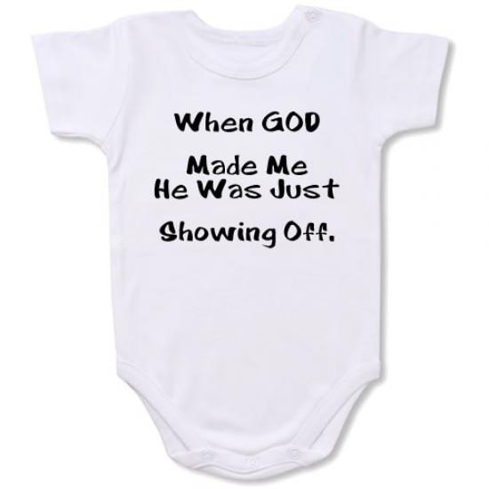 When God Made Me Bodysuit Baby Slogan onesie /