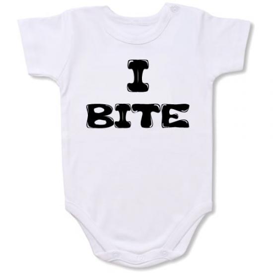 I Bite  Bodysuit Baby Slogan onesie
