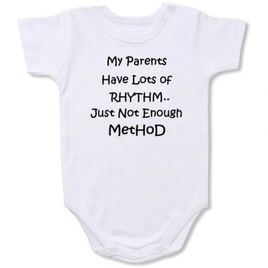 My Parents Have Lots of Rhythm Bodysuit Baby Slogan onesie
