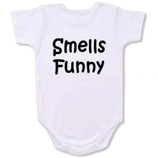 Smells Funny Bodysuit Baby Slogan onesie