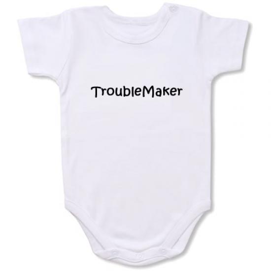 Trouble Maker Bodysuit Baby Slogan onesie
