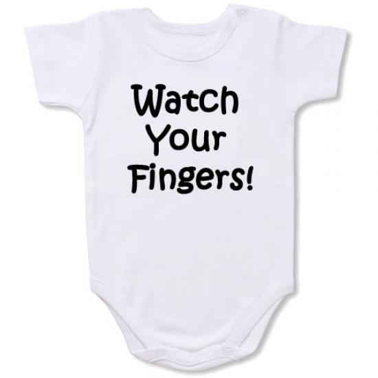 Watch Your Fingers  Bodysuit Baby Slogan onesie /